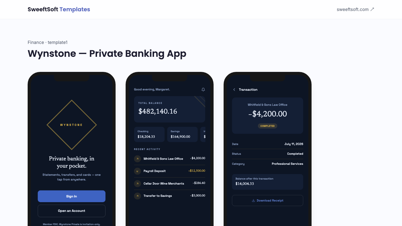 Preview of Wynstone — Private Banking App