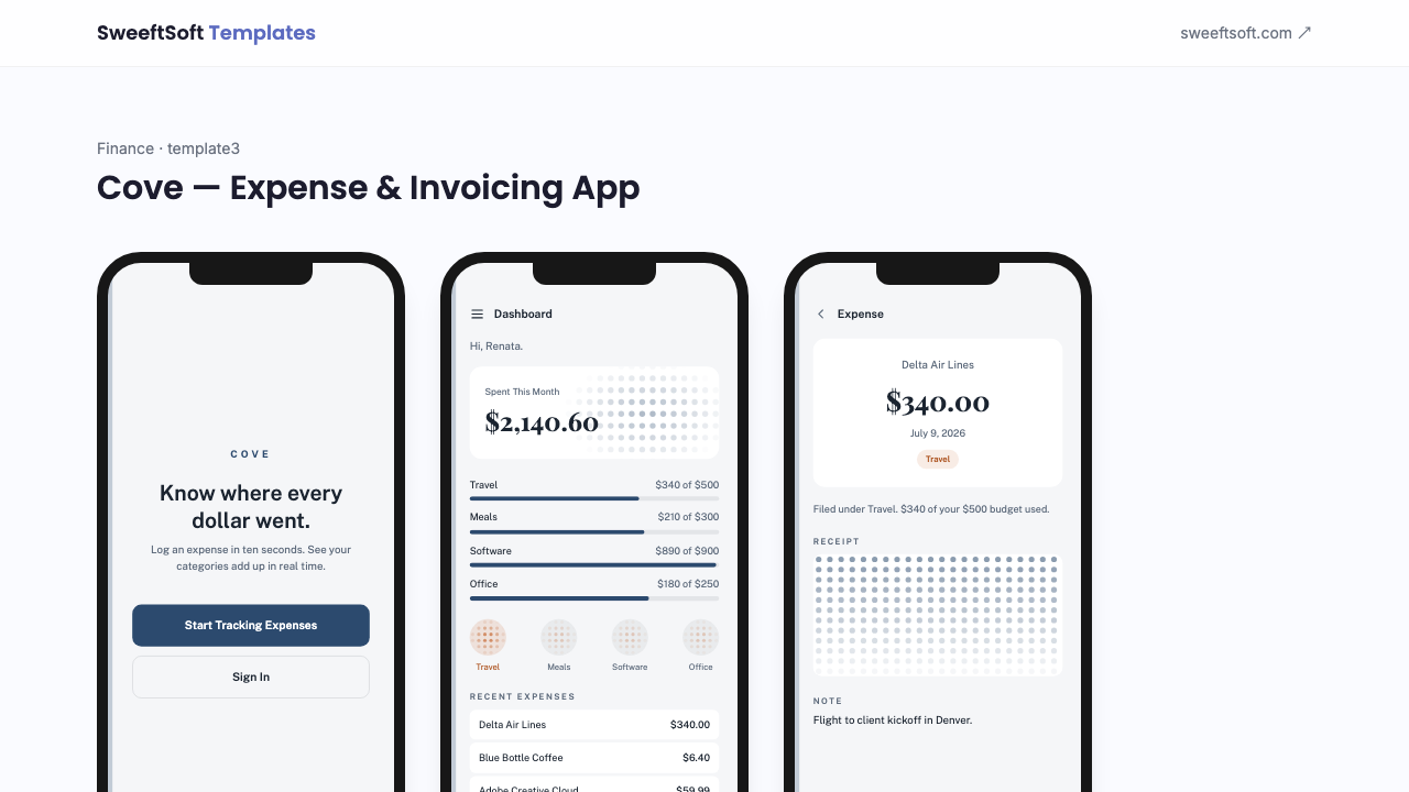 Preview of Cove — Expense & Invoicing App