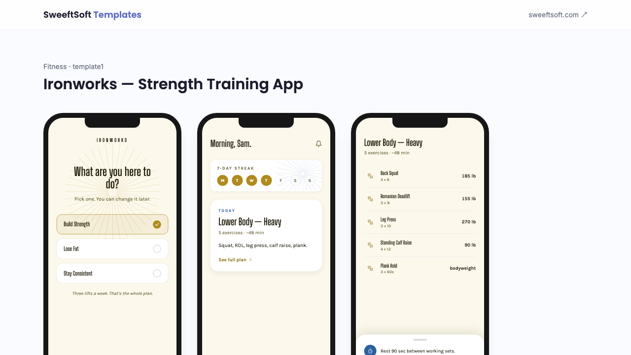 Preview of Ironworks — Strength Training App