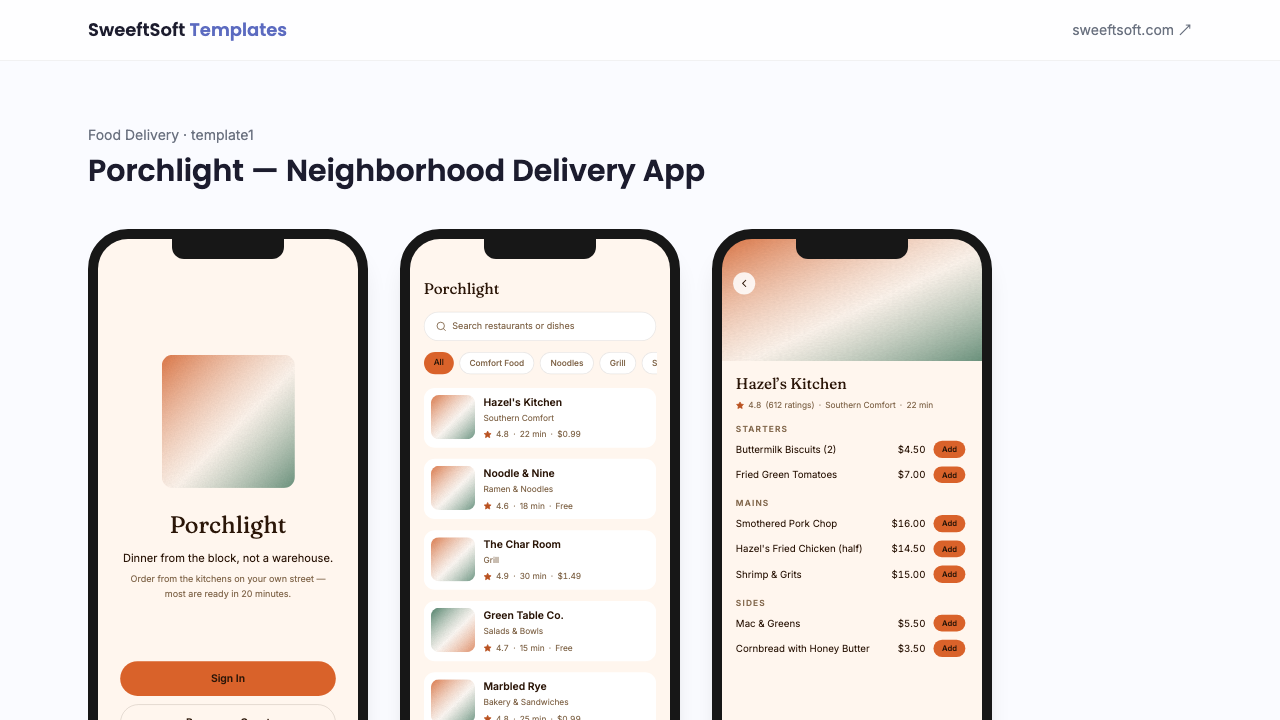 Preview of Porchlight — Neighborhood Delivery App