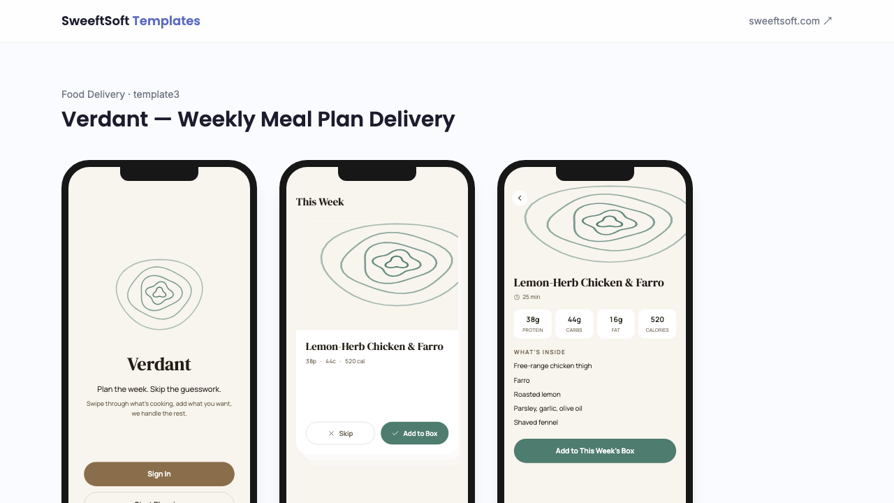 Preview of Verdant — Weekly Meal Plan Delivery