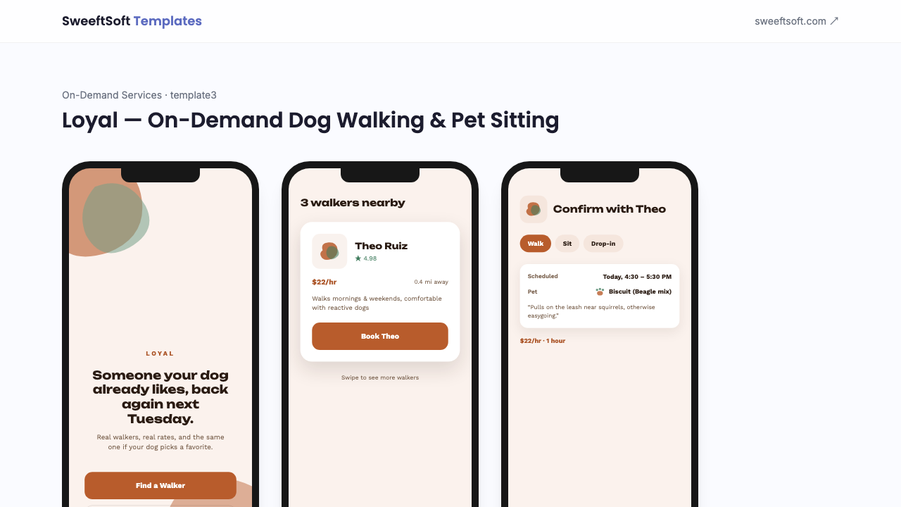 Preview of Loyal — On-Demand Dog Walking & Pet Sitting