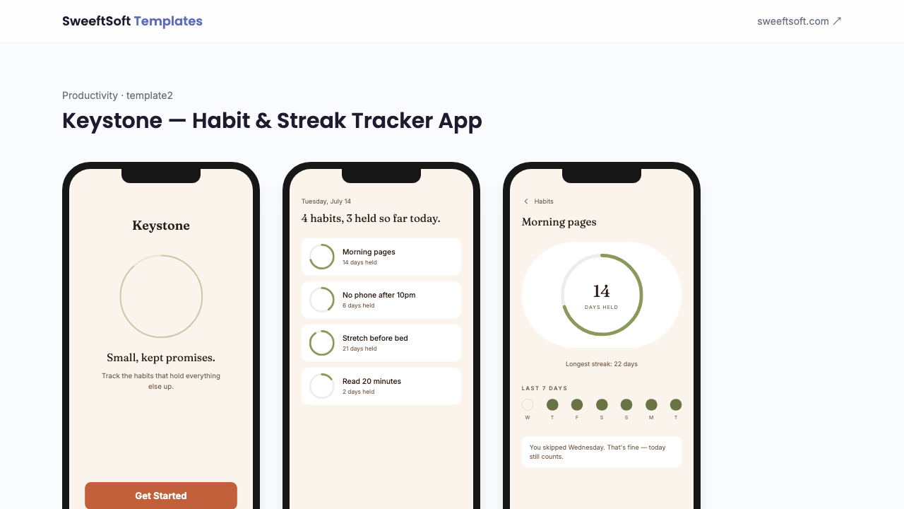 Preview of Keystone — Habit & Streak Tracker App