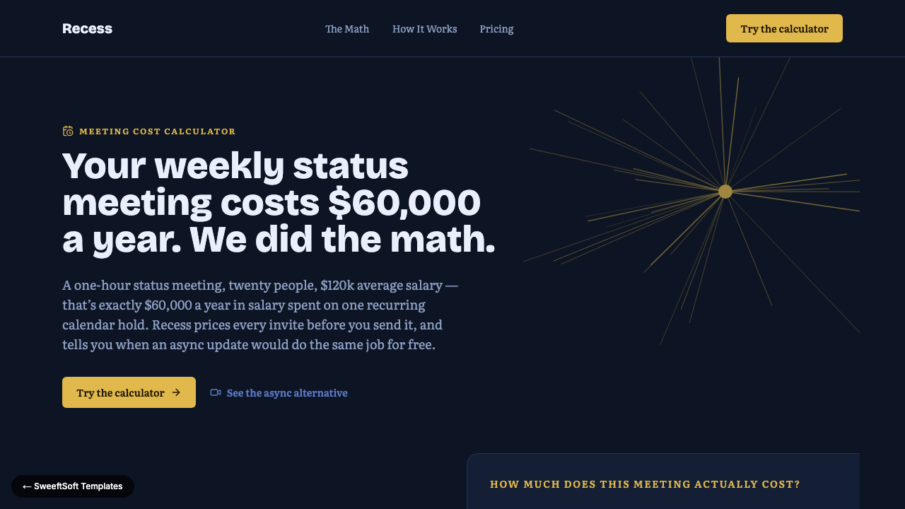 Preview of Recess — Meeting Cost Calculator & Scheduler