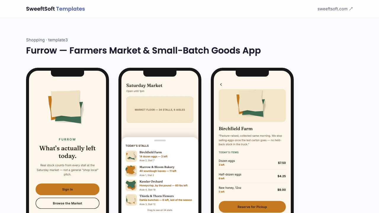 Preview of Furrow — Farmers Market & Small-Batch Goods App
