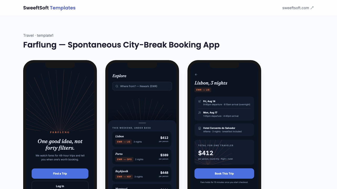 Preview of Farflung — Spontaneous City-Break Booking App